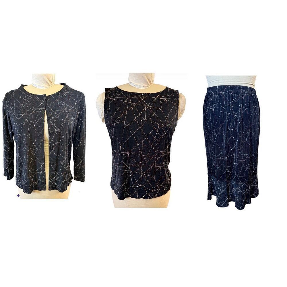 Ruby Rd. Three Piece Set Skirt Shell Cardigan Medium Comfort Travel